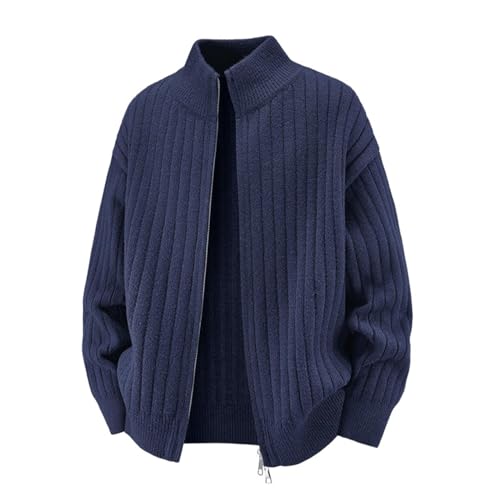 Cárdigan de punto con cremallera y cuello alto de estilo coreano para hombre