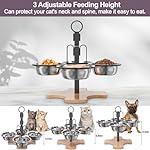 Elevated Cat Bowls with Stand, 3 Height Adjustable Raised Cat Food and Water Bowl Set for Indoor Cats, 4 Stainless Steel Tilted Dog Bowls Dishes for Small Size Dog, Non-Slip Pet Feeding Station - Image 2