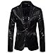 Generic Anzugjacken aus Pailletten für Herren Klassische Passform Spitzenrevers Performance Dress Party Prom Hochzeit Formal Blazer Anzüge Jacke (Schwarz,XL)