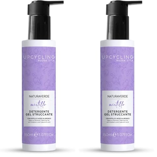 Naturaverde | Gel Detergente Struccante Viso Upcycling Mirtillo, Con Estratto di Mirtillo e Acido Ialuronico, Rimuove Trucco e Impurità, 150ml (Confezione da 2)