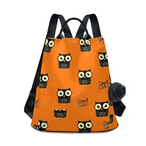 Sac à dos tendance femme à motif hibou orange, grand et très léger