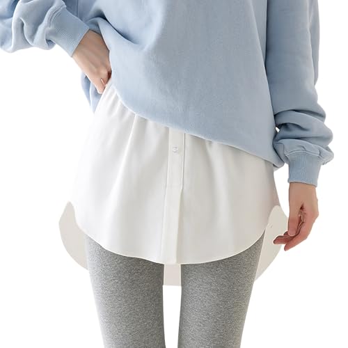 Genérico Falda Camisa Falsa Mujer Elegante Extensor de Camisas Parte Superior Inferior Ajustable con Capas Blusa Falsa Parte de Abajo Cubrir Las Caderas Extensores para Camisa de Mujer con Botones