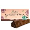 Bless frankincense and myrrh 100 natural handmade hand dipped incense sticks organic chemicals free for purification relaxation positivity yoga meditation the best woods scent 100 sticks 150gm  urban country home decor
