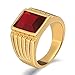 Banemi Schmuck Ring Herren, Edelstahl Ringe Herren Punk Rot Quadrat Zirkonia Geburtstagsring für Männer Größe 67 (21.3)