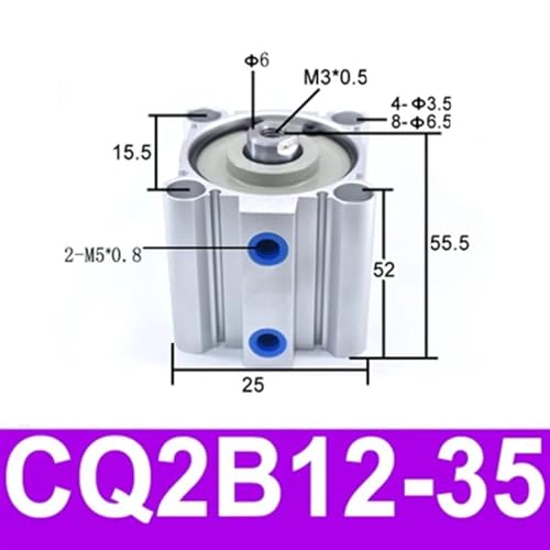 Cilindro compacto sin imán de doble efecto CQ2B para automatización 3