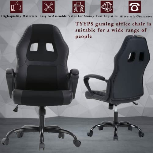 Tyyps Ergonomic Gaming Chair -250Lb High Back Pc Racing Desk Chair Adjustable Reclining Computer Chair With Lumbar Support Armrest Headrest Task Rolling Swivel Game Chair For Adult Teen, Black #TOP3
