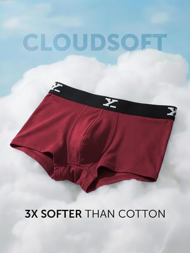 Image of XYXX Men's Underwear Ace IntelliSoft Antimicrobial Micro Modal Trunk Pack of 2 (Rio Red;Black; L)