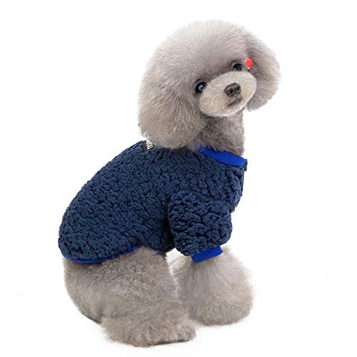 SMALLLEE_LUCKY_STORE Soft Sherpa Fleece Jumper for Small Dog Cat Sweatshirt Jacket Pullover Sweater Puppy Kitten Winter Coat Warm Pet Clothes,Dark Blue M - Image 2