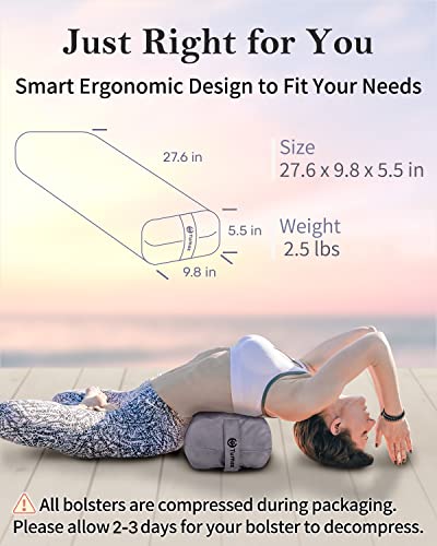 Tumaz Stretching Strap And Yoga Bolster Set- 10 Loops Stretching Strap & Rectangular Yoga Bolster Pillow - The Perfect Home Workout Stretch Strap For Physical Therapy And Restorative Yoga #TOP1
