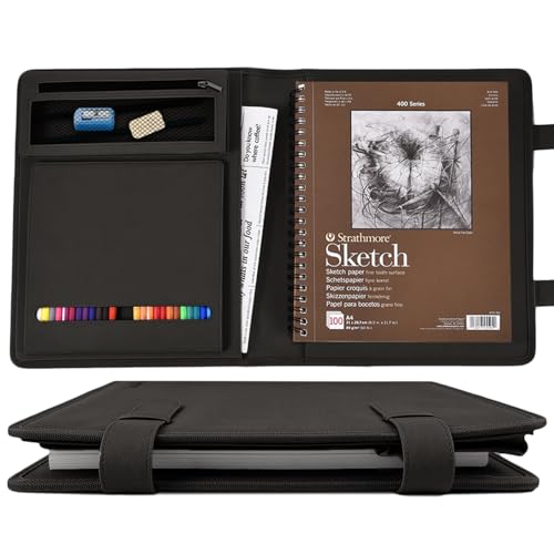 Housse de carnet de croquis anti-corne avec porte-crayon rigide