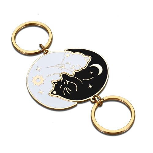 Image of XPENMULBOJA Couple Gifts for Boyfriend Girlfriend Fathers Day Cat Dad Keychain Anniversary Matching Couple Stuff for Wife Husband Him Her Christmas Stocking Stuffer for Women Men Cat Lover