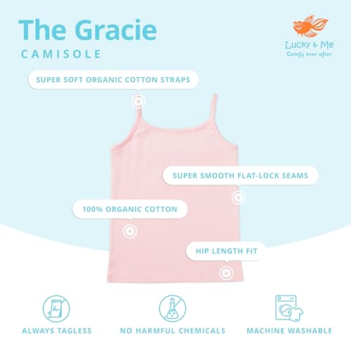 Lucky & Me | Gracie Girls Camisoles | Organic Cotton | Tagless | Wear on Its Own Or Layering Top | 3-Pack2