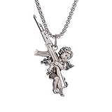 DIMONVIP Vintage Unique Peace And War Angel Ak - 47 Pendant Necklace For Men Women Fashion Street Punk Hip Hop Statement Jewelry Gift, As Pic, DMV-JW-ASU-T3244