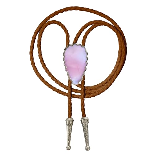 Image of Daisy Del Sol Bolo Tie Turquoise Stone Braided Vegan Faux Leather Silver Tips Handmade Necklace Adjustable Boho Western Jewelry