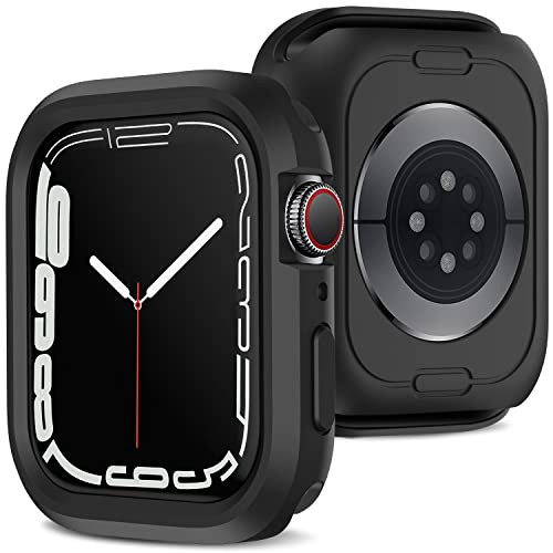 Amizee Funda Compatible con Apple Watch Serie 8 Serie 7 45mm Serie 6 SE Series 5 Serie 4 44mm, Delgada Protección Completa TPU Suave Carcasa de Resistente a los Golpes para iWatch (Negro)