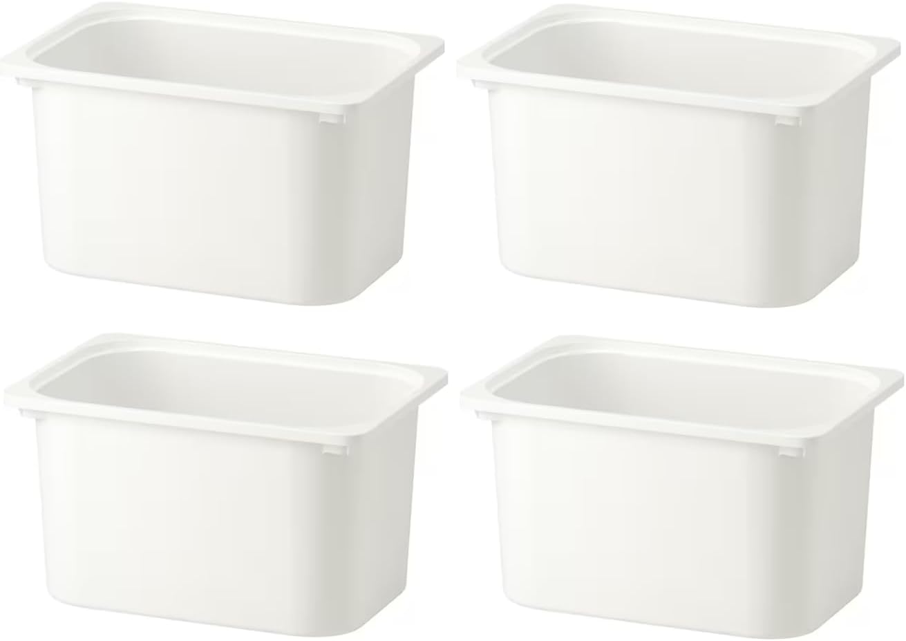 Set Of 4 TROFAST Children Storage Box Pure White 16 ½x11 ¾x9 Stackable Plastic Bins Open Storage Boxes Medium (4x) Compatible With Trofast Frames