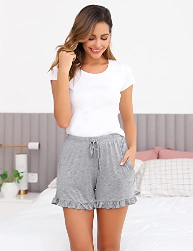 Prosoft&Hawiton Womens Cotton Pajama Shorts Comfy Sleeping Shorts Sleepwear Lounge Pj Bottoms with Drawstring & Pockets2