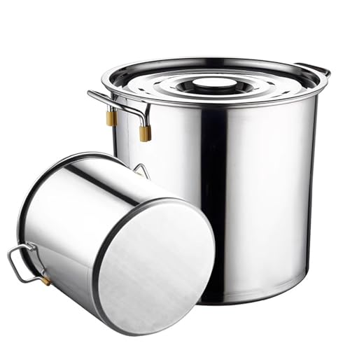Yiustldd Olla de Acero Inoxidable con Grifo, Olla Redonda con Asas Suaves al Tacto, Cubo para Vino de 20-95 L con Fondo Compuesto,45L