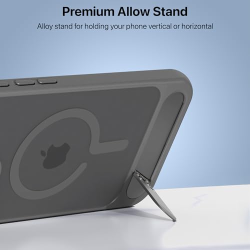 Image of Vaku Luxos Zennix Magpro Back Cover Case for iPhone 16 Pro Max Scratch Resistant Camera Screen Protector TPU Shockproof with Stand Holder Mag-Safe Wireless Charging- Silver
