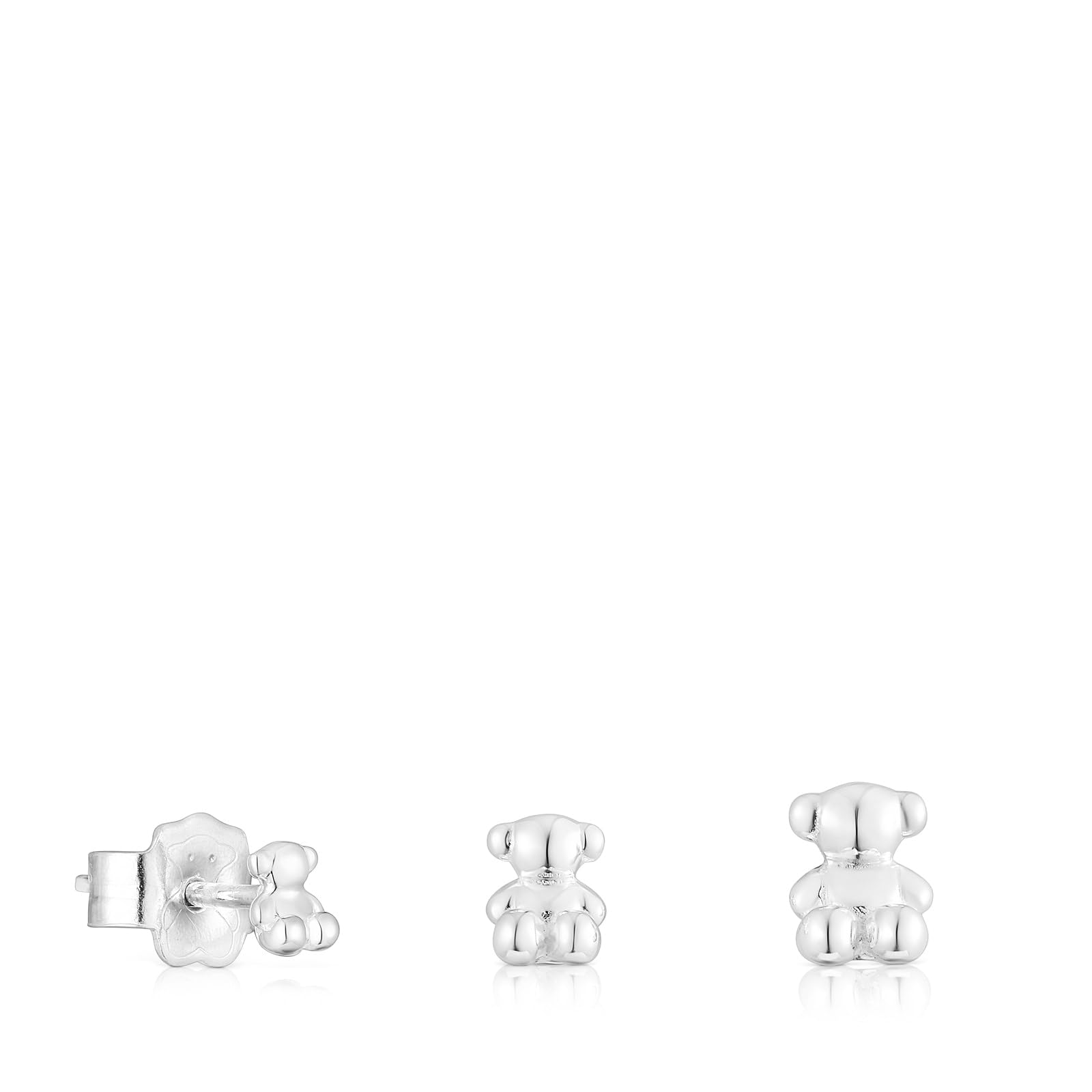 TOUS Pendientes de Plata de Primera Ley para Mujer, Pack de 3 Pendientes de entre 4,5 a 6 mm, Colección Bold Bear