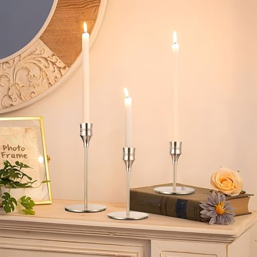 3 Pcs Bougeoir Doré, Bougeoirs Chandeliers Coniques, Bougeoirs Dorés en Métal pour Bougies Coniques, Décoration Intérieure, Centre de Table pour Mariage ou Réception (Style Cône Inversé) – Image 5