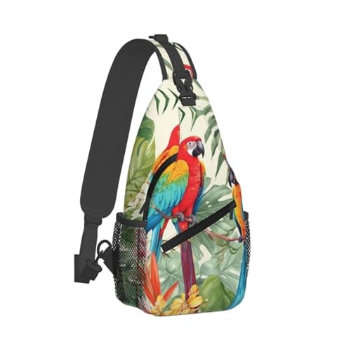 Mochila tipo sling con diseño tropical para uso diario miniatura 1