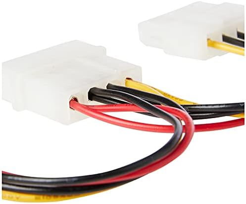 C2G 15CM 5.25 LP4 Male Molex to 2 x LP4 Female Molex Cable Splitter/Extender, Molex Y-Cable 1 Foot, Black