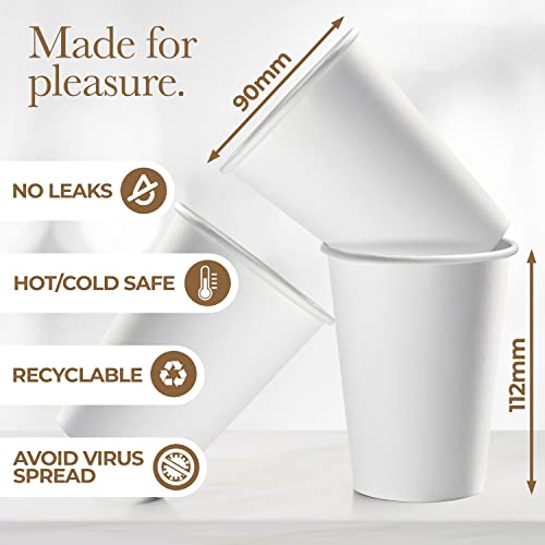 image for Shop Square Disposable White Paper Coffee Cups -12 Oz (100 Pack) - Pap