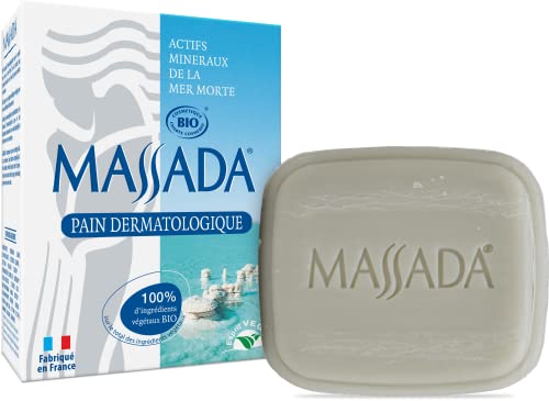 Massada - Pain Dermatologique - Cosmétique Bio et Écologique à Base de Sel de la Mer Morte, Argile et Beurre de Karité - Pour Peaux Sensibles et Délicates, Hommes et Femmes - 100 g