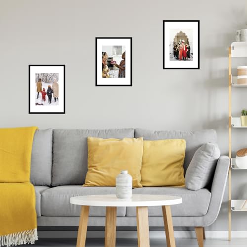 Image of JCJMY 11.7x16.5 A3 Picture Frame Black with 8.3x11.7 A4 Mat, Display Photo 8.3x11.7 with Mat or 11.7 x 16.5 Without Mat, Wall Hanging Large Frame with Plexiglass, Black