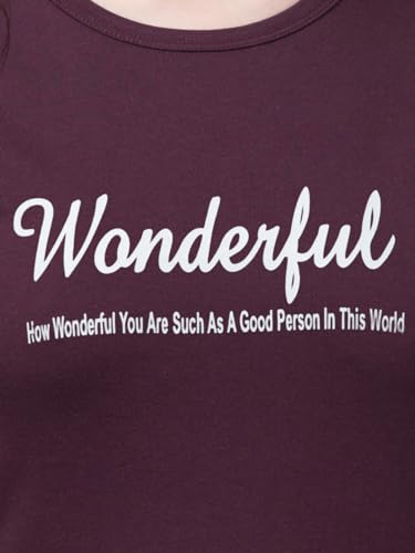 Image of Cotton Regular Fit Printed Half Sleeves T-Shirt for Women (Wonderful)