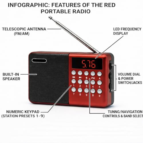 Image of Fire Turtle Pocket Blast FM Radio with Bluetooth Speaker with Clear Sound, Antenna, 6w-12 Hours (USB Charging) and Number Pad (AUX, SD Card, USB Input) (FM Radio Speaker)