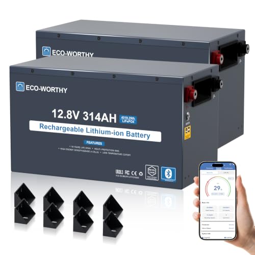 ECO-WORTHY 2 * 12V 314Ah EnergyRock LiFePO4 Batterie Metallgehäuse 200A BMS