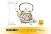 Toptier Cast Iron Tea Kettle, Stovetop Safe Japanese Cast Iron Teapot with Infuser, Leaf Design Tea Kettle for Stove Top Coated with Enameled Interior for 32 Ounce (950 ml), Creamy White #2