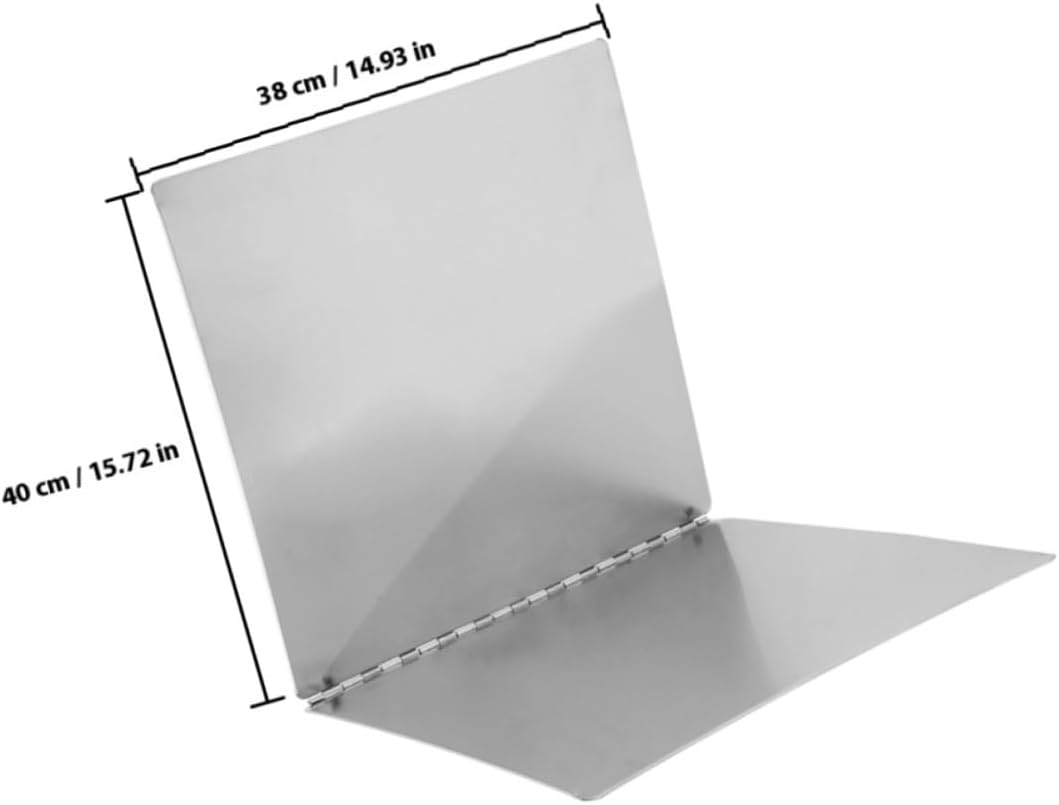 Homoyoyo Stainless Steel Foldable Oil Splatter Guard with Heat-resistant Baffle, 38cm X 40cm Kitchen Splash Screen for Stove Top Cooking and Frying Protection