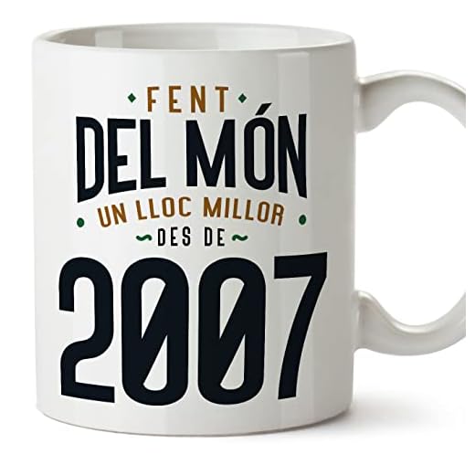 MUGFFINS Tazas 2007 Cumpleaños - En Catalán - Fent del Món un Lloc Millor - 11 oz / 330 ml - Regalo original y divertido