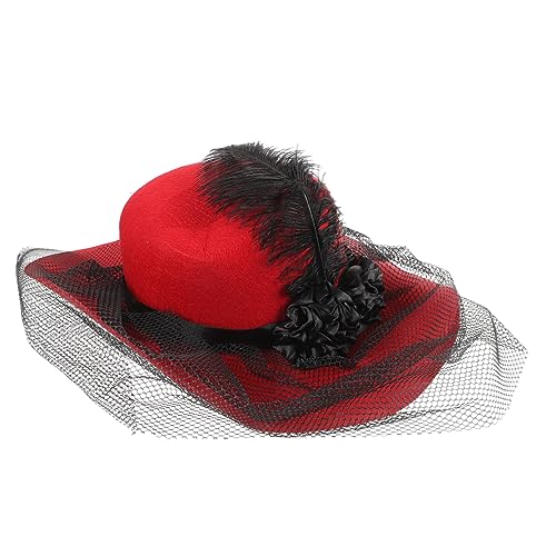 Chapeau fascinator rouge de banquet pour une coiffure de cérémonie sophistiquée