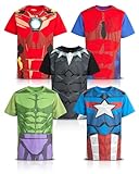 Marvel Avengers Boys Graphic Tees - 5 Pack Spiderman Hulk Captain America Iron Man Thor Short Sleeve Graphic T Shirts (2T-20), Size 5-6, Marvel Multi