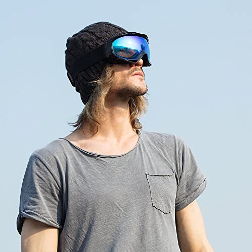 Image of OutdoorMaster OTG Ski Goggles - Over Glasses Ski /Snowboard Goggles for Men, Women & Youth - 100% UV Protection (Black Frame + VLT 15.6% Blue Lens)