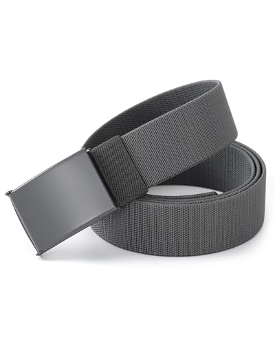 Image of Mile High Life Stretch Canvas Belt for Men, Golf Casual Elastic Web Belt, Top Military Buckle, Adjustable Cut to Fit