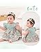 SUNNY PIGGY Baby Girl Clothes 0-3 Months Newborn Flower Girl Dress Summer Outfits Green One Piece Overall Skirt Set Ruffle Sleeve Cute Baby Dresses Headband+Hat
