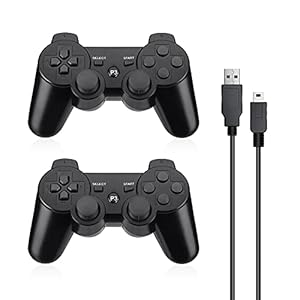 Powerextra Wireless Controller Compatible with PS-3, 2 Pack High Performance Gaming Controller with Upgraded Joystick…