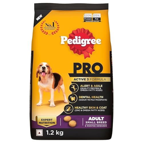 Image of Pedigree PRO Adult Small Breed, 1.2 kg Dry Dog Food, Vet Trusted Brand, Expert Nutrition, Quality Protein, 33% More Nutrients (9 Months Onwards)
