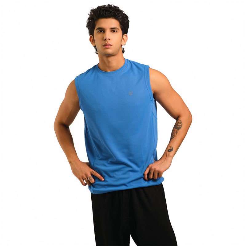 Men's Regular Fit Vest | Quick Dry Sleeveless Gym Sando for Running, Workout & Training | Breathable Cotton Blend Round Neck Innerwear-image-3