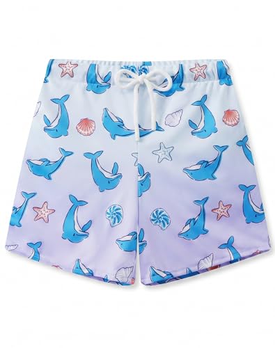 Image of AMYNICE Girls Beach Board Short with Liner Quick Dry Active Jellyfish Print | Swimming Trunks Swimsuit with Pockets Drawstring Surfing, Beach, Vacation and Holiday for Toddler Baby girl