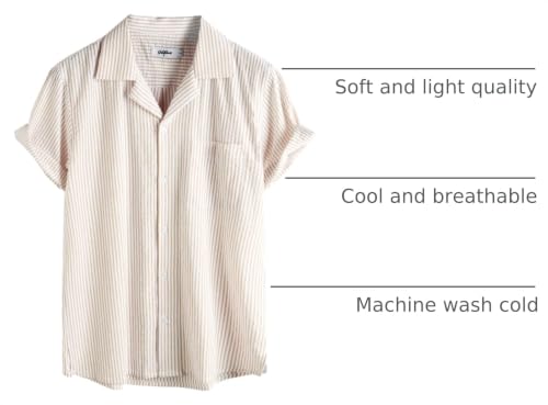 Image of VATPAVE Mens Striped Summer Shirt Casual Button Down Short Sleeve Beach Shirts Cotton Shirts for Men