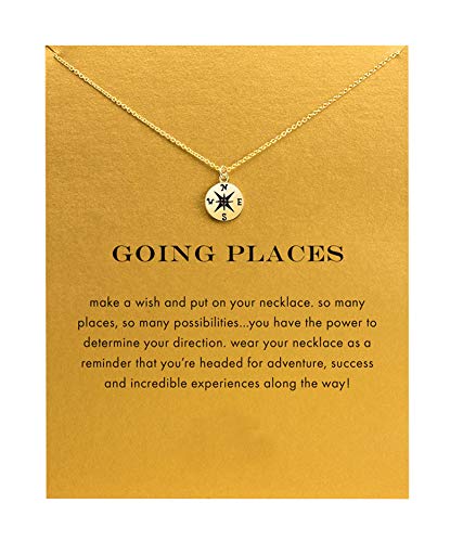 Baydurcan Friendship Anchor Compass Necklace Good Luck Elephant Pendant Chain Necklace with Message Card Gift Card