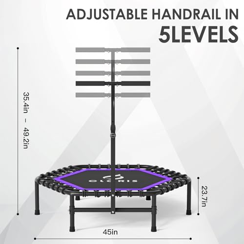 Image of CLORIS 45'' Rebounder Trampoline for Adults - Max Load 450lbs, Trampoline with Adjustable Foam Handle Indoor /Outdoor Fitness Body Exercise