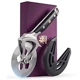 KYOKU 4 in. Pizza Cutter, Detachable Pizza Wheel Cutter with Sakura-Shaped Cutout, High Carbon Steel Wheel Pizza Slicer with Blade Cover Brush Hand Guard Gift Box, Pizza Wheel Slicer for Pie Flatbread