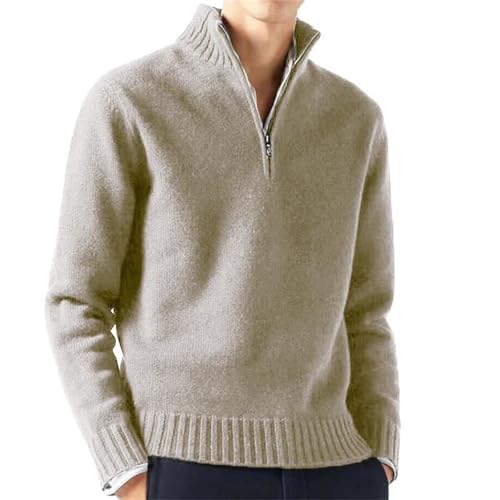Men'S Zipper Turtleneck Long Sleeve Sweater Knitted Pullover Solid Color Casual Daily Warm Sweater2